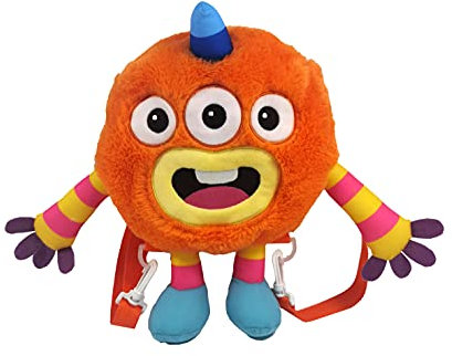 CYPBRANDS Momonsters Plüschrucksack 35 cm Offizielles Momonsters-Produkt, Huhu-Charakter, Orange