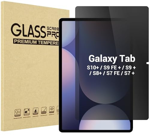 ProCase Privacy Screen Protector for Galaxy Tab S10 Plus/S9 FE Plus/ S9 Plus/ S8 Plus/ S7 FE/ S7 Plus 12.4 Inch, Anti-Spy Tempered Glass Film Guard for Samsung Tablet SM-X820/X610/X810/X800/T730/T970