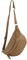 modamoda de - T77 - Sac banane, à bandoulière, fabrication italienne, grand, en cuir, souple, Marron pâle, Large