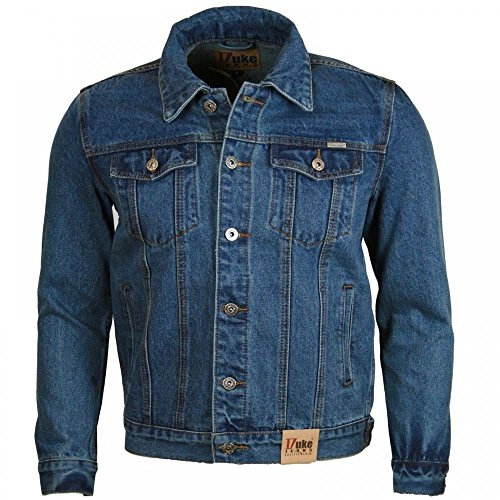 Duke D555 - Giacca in denim da uomo in stile western, Blu, S
