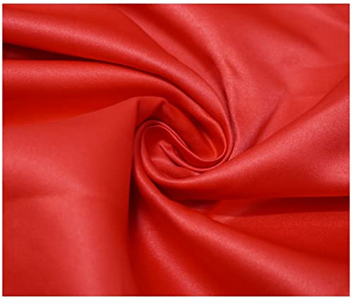 Matte Duchess Bridal Satin Polyester Fabric for Dressmaking Wedding Crafts Quilting Sewing 150cm Wide (5 Metre (500 x 150cm), Crimson)