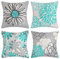 Kissenbezug 40x40 Frühling Moderne Sofakissen Dekokissen Lienen Gänseblümchen Sommer Deko Kissen Kissenhülle für Sofa Garten Couch Schlafzimmer Outdoor, 4 Stück, 16x16 Inch, Türkis und Grau