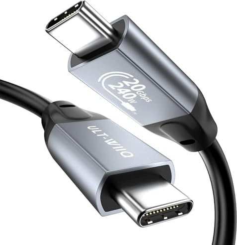 USB C to USB C Cable 240W, 20Gbps Ultra-Flexible USB 3.2 Gen2x2 Data Cable, PD 5A Fast Charging, 4K@60Hz Video Cord for MacBook Pro Air, Dell XPS, Samsung S22 S21 S10, OTG, USB-C Monitor (1M)