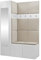 Mirjan24 Garderoben-Set Monati X, Kleiderschrank mit Spiegel, Schuhschrank + 2X Kleiderhakenbrett Gepolstertes Paneel/Wandpaneel, 6 Doppelhaken Flurgarderobe, Wandgarderobe (Weiß, Manila 02)