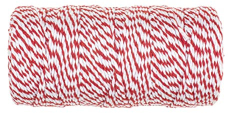 GLOREX 6 1630 380 - Baumwollkordel in Rot-Weiß, Kordel 2 mm x 100 m, zum Verpacken von Geschenken, Bastelschnur, Hobbygarn, Schmuckbänder