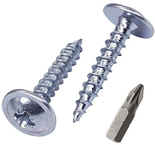 SKIR'CO (100 Stück) Verzinkter Stahl 3,0 x 16 mm Silber Holzschrauben, Metallschrauben, Oblatenkopf, Pozidriv, selbstschneidend