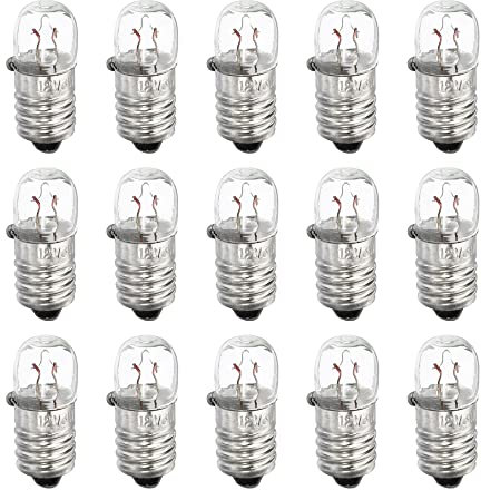 sourcing map E10 Vis Base Miniature Ampoules 12V/3W Chaud Jaune Clair Mini Lampes avec Boîte, 1 Ensemble/15 Paquet