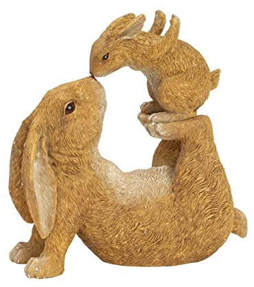 Geschenkestadl Hase Mama mit Kind küssend Figur 20 cm Gartendeko Dekofigur Osterhase Frühlingsdeko Osterdeko Frühling