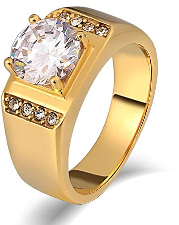 Whoiy Ring Bergkristall, Männer Ring Groß 8mm Edelstahl Siegelring 7-Ton-Runde Ringgröße 65 (20.7) Gravierbar