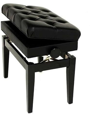 SYMPHONY Adjustable Piano Stool With Book Storage (Polished Ebony)