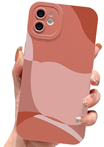 HZLFCZL Compatible with iPhone 12 Mini Case 5.4 Inch,cute painted art lens protective slim soft phone case for iPhone 12 Mini for women girl-Brown