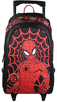 BAGTROTTER Rucksack mit Rollen Marvel Spider-Man Schwarz Spinnennetz