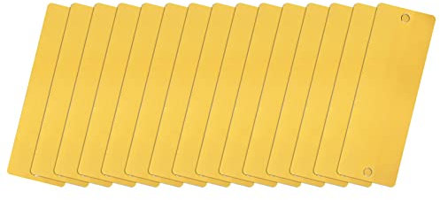 QUARKZMAN 15 Stück Leere Metall Karten 45x15x0.3mm, Gold Metallkarte Aluminium Platte mit 2 Loch 3mm Durchmesser für Klingelschild Visitenkarten Namensschilder Briefkasten Türschilder