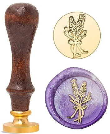 Blume und Pflanze Wachssiegel Stempel, Botanical Sealing Stamper Kit, Lavendel Muster Messing Kopf für Hochzeit Einladungskarte Umschlag Planer Journal