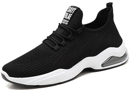 FAZEU Herren Turnschuhe Sneaker Leichtgewichts Schuhe Laufschuhe Sportschuhe Tennisschuhe Outdoor Walkingschuhe Running Straßenlaufschuhe rutschfest Atmungsaktiv,1-schwarz,EU42