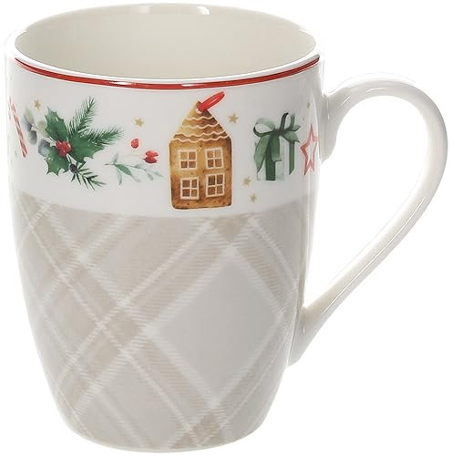 Tognana Xmas Joy, set 6 mug 350 cc, New Bone China, bianco