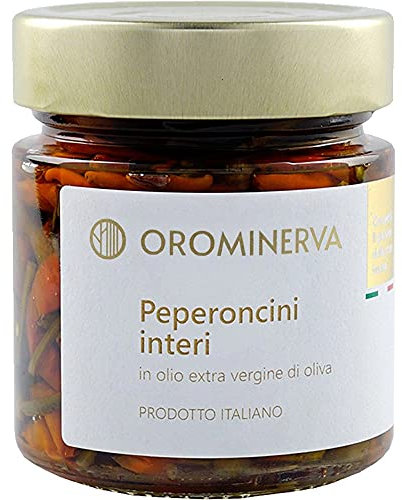 OROMINERVA - 3 vasetti di Peperoncini interi sott'olio, peperoncini piccanti