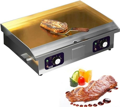 Piastra Elettrica Professionale per Barbecue, Piastra di Cottura in Acciaio Inox in Ghisa, 50-300°C, Grill Elettrico Multifunzione con Contenitore di Raccolta Grasso per Ristorante, Cucina-1pc