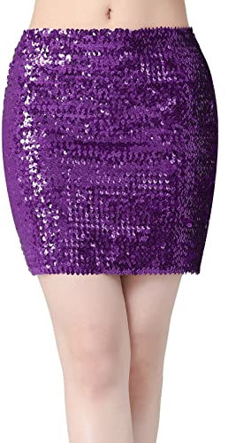 Gonne con paillettes da donna Bodycon Glitter Gonne Wrap Gonna Sexy Skirt Gonna Gonna con paillettes luccicanti Minigonna avvolgente festa cocktail abito festival gonna corta, O viola, Einheitsgröße