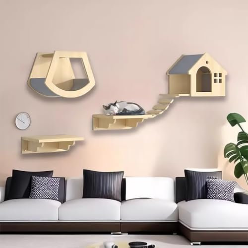 Pucaru DIY-Katze Wandelement, Kletterwand Set, Sitzstange für Katzen, Spielplatz zum Spielen, Schlafen und Faulenzen (Color : Style3)