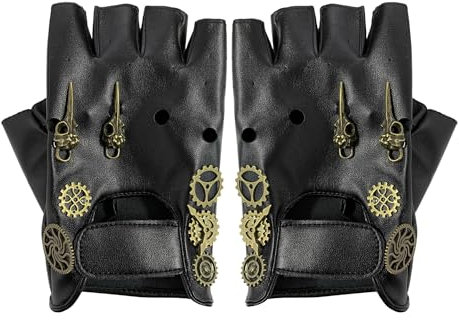 1 Paar Handschuhe, Steampunk-Handschuhe, Gothic-Handschuhe, Halbfingerhandschuhe, Motorrad-Zubehör Für Herren, Steampunk-Zubehör, Steampunk-Kostüme Für Herren, Gothic-Accessoires, Cosplay-Handschuhe