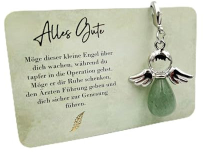 Milaboo® Porte-clés ange gardien avec pierre précieuse et carte I porte-bonheur dans un emballage cadeau fait à la main I Cadeau pour des occasions spéciales, opération, taille unique