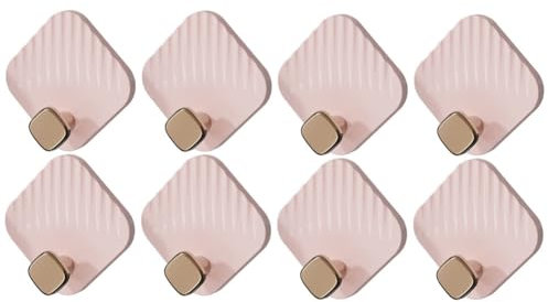 Koomuao 8 Stück Selbstklebende Haken,Wandhaken ohne Bohren(max 2.5 kg),Wasserfeste Klebehaken Extra Stark,Wandhaken Selbstklebende für Badezimmer Küche Wohnzimmer (Rosa)