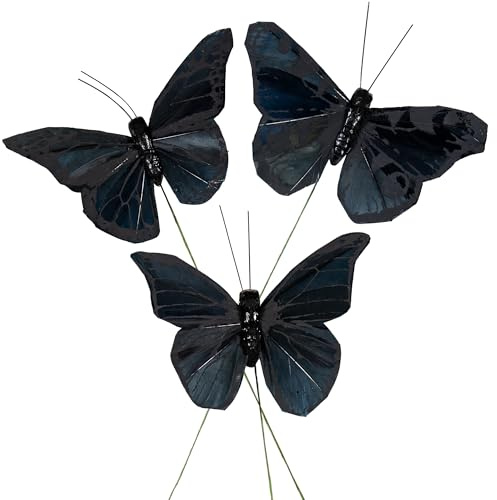 YCHTEWY Schmetterlings-Dekorationsset, 12-teilig, schwarz, Partygeschenke und Haar-Accessoires