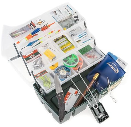 Gerlinger Starterset Angeln, Gerätekoffer mit Angelzubehör gefüllt, Grundausstattung für Angler, Angelhaken Bleie Posen u.v.m.