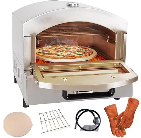 forplubossmmp Forno per Pizza Commerciale | Forni per Pizza A Doppia Camera | Acciaio Inossidabile | Macchina per Pietre per Grigliare La Pizza | Rilevatore di Temperatura | Vassoio Antigoccia