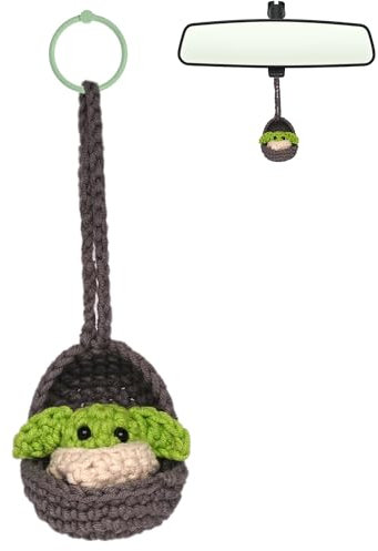 DICHA Häkeln Baby Kind hängen - Auto Ästhetisches Zubehör - Handgemachte Ornamente für Rückspiegel - Yoda