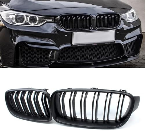 YIGRRO Kühlergrill für 3er F30，Zubehör Sport Frontgrill，Glanz Schwarz Doppelsteg Sport Kühlergrill，für 3er F30 F31 320i 328i 328d 330i 335i (F30 2012-2018, Doppelsteg Glanz Schwarz)