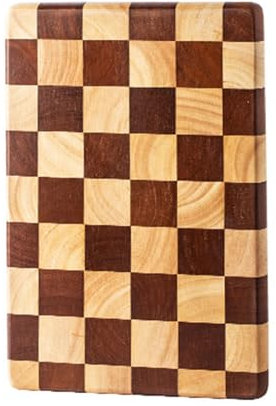 Linwnil End Grain Cutting Board 30 * 20 * 2.5CM, Heavy Duty Acacia/Rubber Wood Cutting Board for Kitchen, Flippable Serving Board for Meat, Bread & Fruits (30 * 20 * 2.5CM)