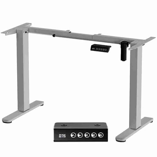 TRIUMPHKEY Cadre de Bureau Assis Debout Electrique Réglable 2 Étages en Hauteur avec Mémoire Automatique,Pieds de Table réglables en Hauteur, Cadre de Gris