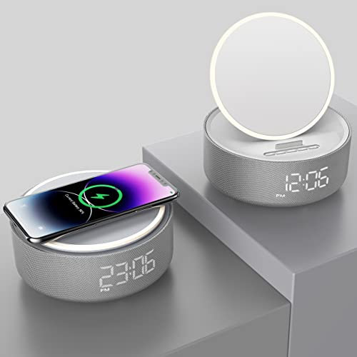 COLSUR Bluetooth Speaker, Wireless Charging with Collapsible Mirror Lights, Night Light, Phone Holder for iPhone, Gifts for Teenage Girls Mom