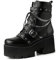 HXTYXCQ Damen Hoher Stämmiger Absatz Leder Punk Stiefel Schnürung Seitlicher Reißverschluss Plateau Stiefeletten Mit Metallkette Runde Zehenschnalle Gothic Stiefeletten,Schwarz,42 EU