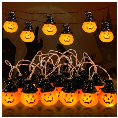 Halloween-Kürbis-Lichter, Tiazhan 20 LEDs, Kürbis-Lichter, 8 Modi, batteriebetrieben, für Innen- und Außenbereich, zu Beginn und Festival