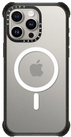 CASETiFY Ultra Impact iPhone 15 Pro Max Case [Strong Slim / 11.5ft 5X Militray Grade Drop Protection/Compatible with Magsafe] - Clear Black