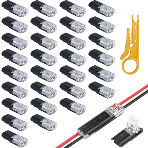 GothicBride 30 Stück 2 Poliger Steckverbinder 18-22AWG Auto Stecker Steckverbindung mit Abisolierzange KFZ Kabelverbinder Wasserdicht Schneller Kabelstecker Verbindungen
