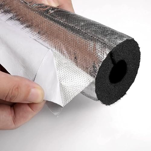 Aluminum Foil Pipe Insulation Antifreeze Foam Tubing 10mm Thickness Flexible Tube Hose for 1 1/3 ID Pipes 1 Pack
