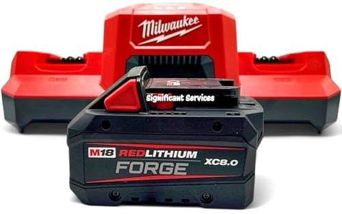 M18 18 V Lithium-Ionen REDLITHIUM Forge 8,0 Ah Akku Pack mit M18 18 V Dual Bay Simultan-Super-Ladegerät