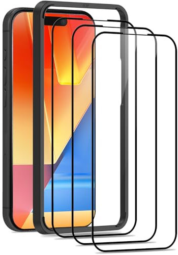 Screen Protector for iPhone 16/ iPhone 15 6.1-Inch, Tempered Glass 3D Curved Full Coverage, Anti-Scratch, Touch Sensitive, Easy Installation Tool, Ultra HD Saver Shield Film - 3 Pack