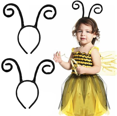 VZXQX Lot de 2 Bandeaux D'antenne Papillon, Serre-tête Papillon Bandeau D'abeille pour Enfant Bebe Fille Femme, Serre Tete Fourmi Noires pour Halloween Carnaval Fêtes Accessoire de Costume Tête