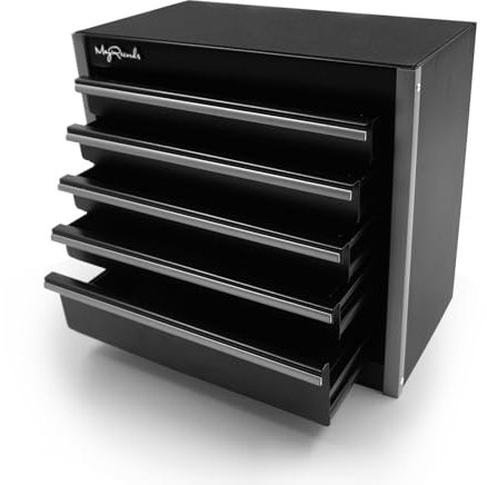 sdroceRyaM Mini-Werkzeugkasten, Metall-Werkzeugkiste mit 5 Schubladen, tragbarer Werkzeugkasten, Aufbewahrung für die tägliche Aufbewahrung und Organizer, 215 x 115 x 195 mm, Schwarz