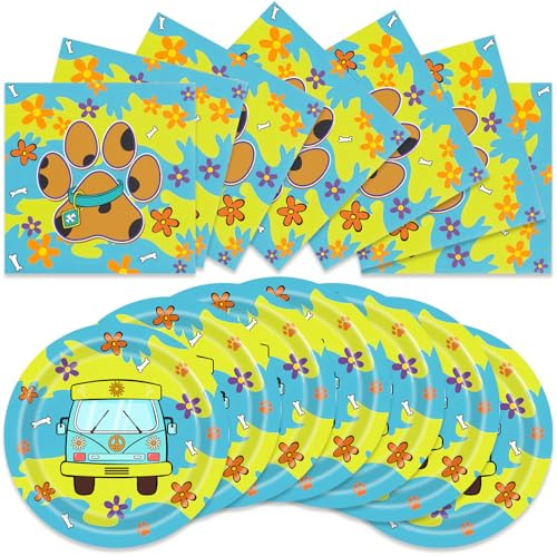 40pcs shikubi Party Supplies,include 20 Dessert Plate, 20 Napkin,For Boys and Girls Birthday Supplies,Used for Birthday Party Decoration
