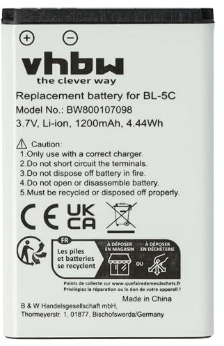 vhbw Akku kompatibel mit Ushining M2301 | M2302, F200, G380S Handy Smartphone Telefon (1200 mAh, 3,7 V, Li-Ion)