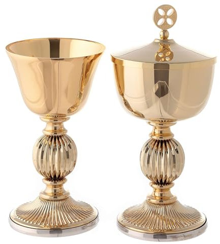 Holyart Calice e pisside in Ottone Dorato con incisioni Classiche, Pisside