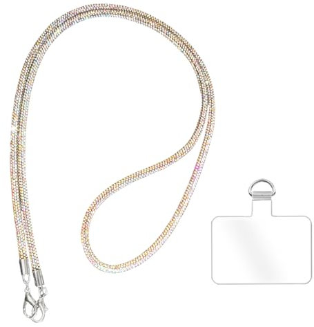 FloralGrace Umhängekette mit Glitzer Strass, Telefon Lanyard, langes Hängeband, Handy Seil, Anti Drop Handykette, Handy Kette, Kurz Handyanhänger(AB 68CM)