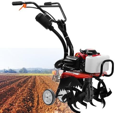 55 Cm³ Benzin-GartenfräSe, HandgefüHrte GartenfräSe Mit FräSmotor, Pflug Bis 400 Mm Breite/200 Mm Tiefe, Zum PflüGen, FräSen, Furchenziehen Und JäTen