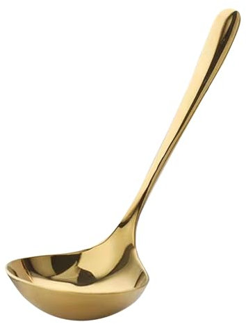 Gold Kitchen Soup Ladle, Stainless Steel Long Handle Cooking Ladle Large Size Sauce Spoon for Cooking, Hot Pot, Salad